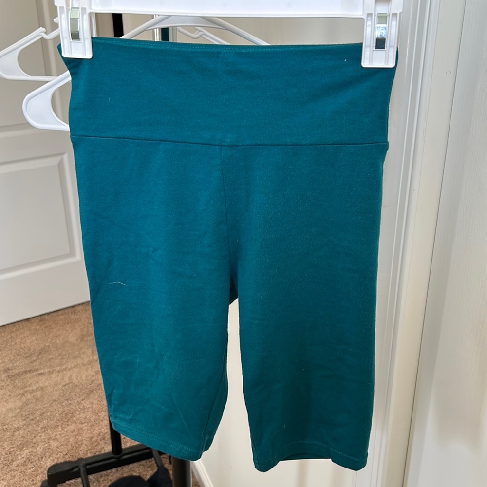 Turquoise biker shorts